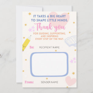 Remerciements Professeur Appréciation Titulaire de carte cadeau 