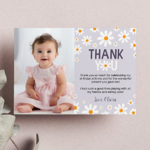 Remerciements Purple Daisy 1er anniversaire Carte de remerciemen