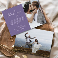 Purple Elegant Script Photo Mariage Carte de remer