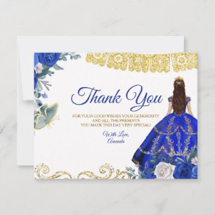 Remerciements Quinceañera 15 Anos Royal Blue Carte de remercieme
