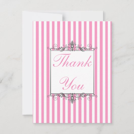Remerciements Rayure rose et blanche avec le carte de (Devant)