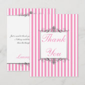 Remerciements Rayure rose et blanche avec le carte de (Devant / Derrière)
