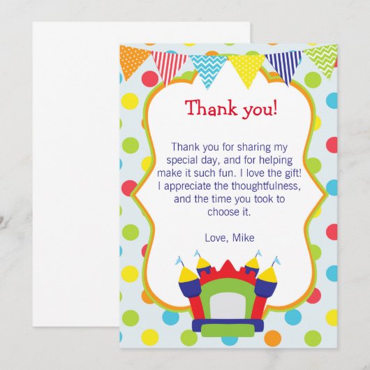 Remerciements Rebondissement de la note de carte de (Devant / Derrière)