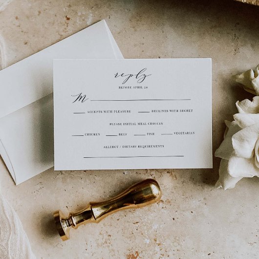 Remerciements Repas Mariage de la carte de réponse classique J10