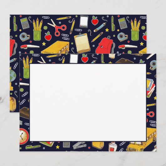 Remerciements Retour À La Carte De Voeux À L'École (Devant / Derrière)