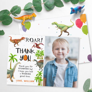 Remerciements Roar Dinosaur Jungle Anniversaire Photo Carte de r