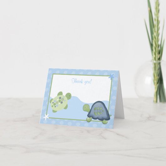 Remerciements Rocher de tortue (bleu clair) Carte de remerciemen (Devant)