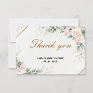 Remerciements Romantique Blush Floral Eucalyptus Carte de remerc