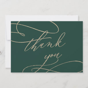 Remerciements Romantique Green Calligraphie Mariage Carte de rem