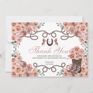 Remerciements Rose Gold Western Horse Quinceanera Carte de remer
