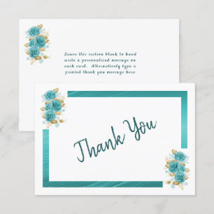 Remerciements Rose turquoise et Turquoise Elégant Carte de remer