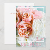 Remerciements Roses roses douces et blanches à cause de la carte (Devant / Derrière)