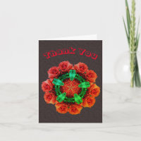 Roses rouges Fleur Kaleidoscope Carte de remerciem