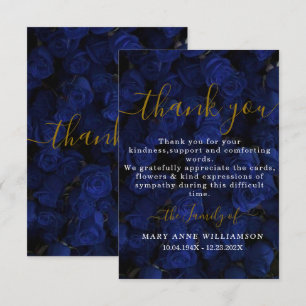 Remerciements Royal Blue Script Minimal Funeral Carte de remerci