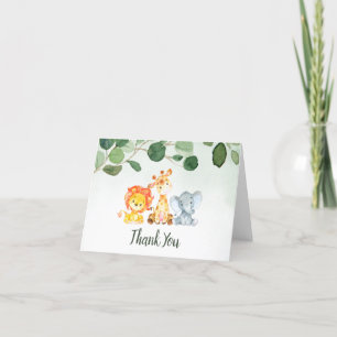 Remerciements Safari vert Animaux Baby shower Carte de remerciem