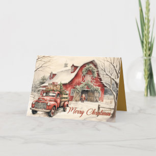 Remerciements Scène vintage : Père Noël Avec Carte de Noël Camio