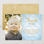 Remerciements Scintillement bleu de scintillement peu de carte (Devant / Derrière)