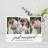 Remerciements Script de calligraphie juste marié Mariage Carte p (Debout devant)