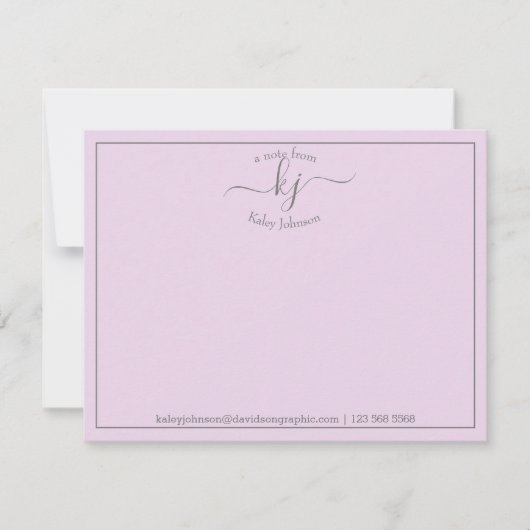 Remerciements Script Lilac Simple Du Bureau De La Carte Note (Devant)