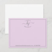 Remerciements Script Lilac Simple Du Bureau De La Carte Note (Devant / Derrière)