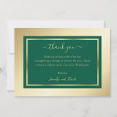 Remerciements Script moderne Emerald Green Gold Carte de remerci (Devant)