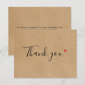 Remerciements Script simple Rustique Kraft Business Carte de rem (Devant / Derrière)