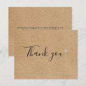 Remerciements Script simple Rustique Kraft Business Carte de rem (Devant / Derrière)