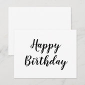 Remerciements simple carte de calligraphie d'anniversaire heureu (Devant / Derrière)