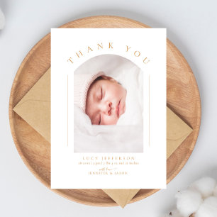Remerciements Simple Carte Photo Élégante de Baby Shower avec Ar