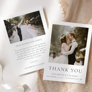Remerciements Simple minimaliste deux Mariage photo Carte de rem