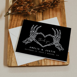 Remerciements Skeleton Heart Mains Mariage Carte de remerciement