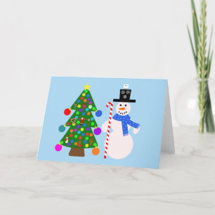 Remerciements Snowman & sapin de Noël Carte #3