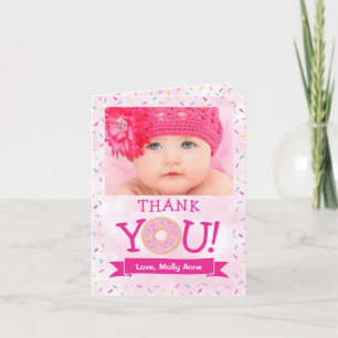 Remerciements Sweet ONE Donut Anniversaire fille Carte de remerc