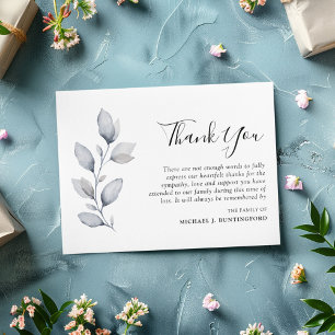 Remerciements Sympathy Winter Foliing Photo Carte de remerciemen