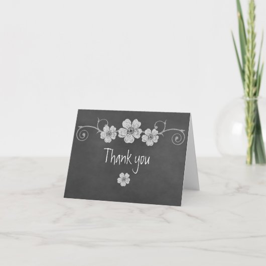 Remerciements Tableau noir Wild White Roses - Carte de note Merc (Devant)