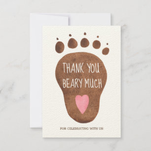 Remerciements Teddy Bear Beary Beaucoup Baby shower Carte de rem
