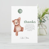 Remerciements Teddy Bear Sage Gree Premier anniversaire Carte de (Debout devant)