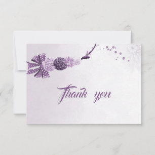 Remerciements teintes violettes fleurs & arc carte de remercieme