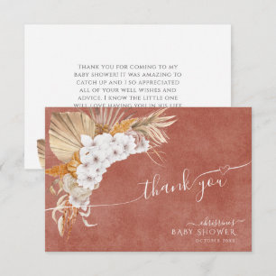 Remerciements Terracotta Boho Chic Baby shower Carte de remercie