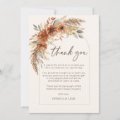 Remerciements Terracotta Fall Boho Floral Mariage Carte de remer (Devant)