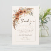 Remerciements Terracotta Fall Boho Floral Mariage Carte de remer (Debout devant)