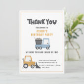 Remerciements Thème de construction Anniversaire Carte de remerc (Debout devant)