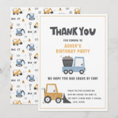 Remerciements Thème de construction Anniversaire Carte de remerc (Devant / Derrière)