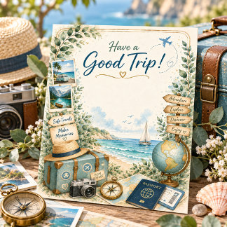 Remerciements Thème de voyage cosy Carte de vœux pour un bon voy