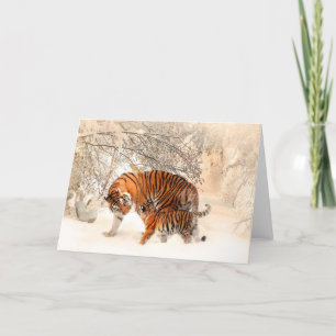 Remerciements Tigre et lave-linge en neige pendant la carte de v