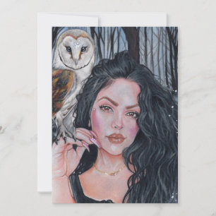 Remerciements Touché par la fille magique hibou Carte de remerci