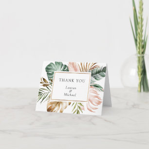 Remerciements Tropical Palm Feuille Beach Wedding Carte de remer
