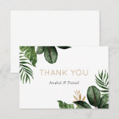 Remerciements Tropical Philodendron Palm Mariage Carte de remerc (Devant / Derrière)