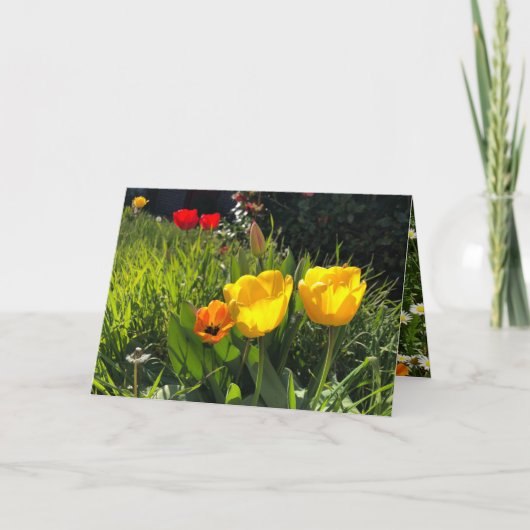 Remerciements Tulières de carte de fleurs de printemps jaune pâq (Devant)