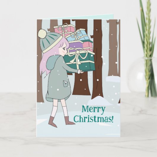 REMERCIEMENTS UNE CARTE DE NOËL POUR JEUNE FILLE (Devant)